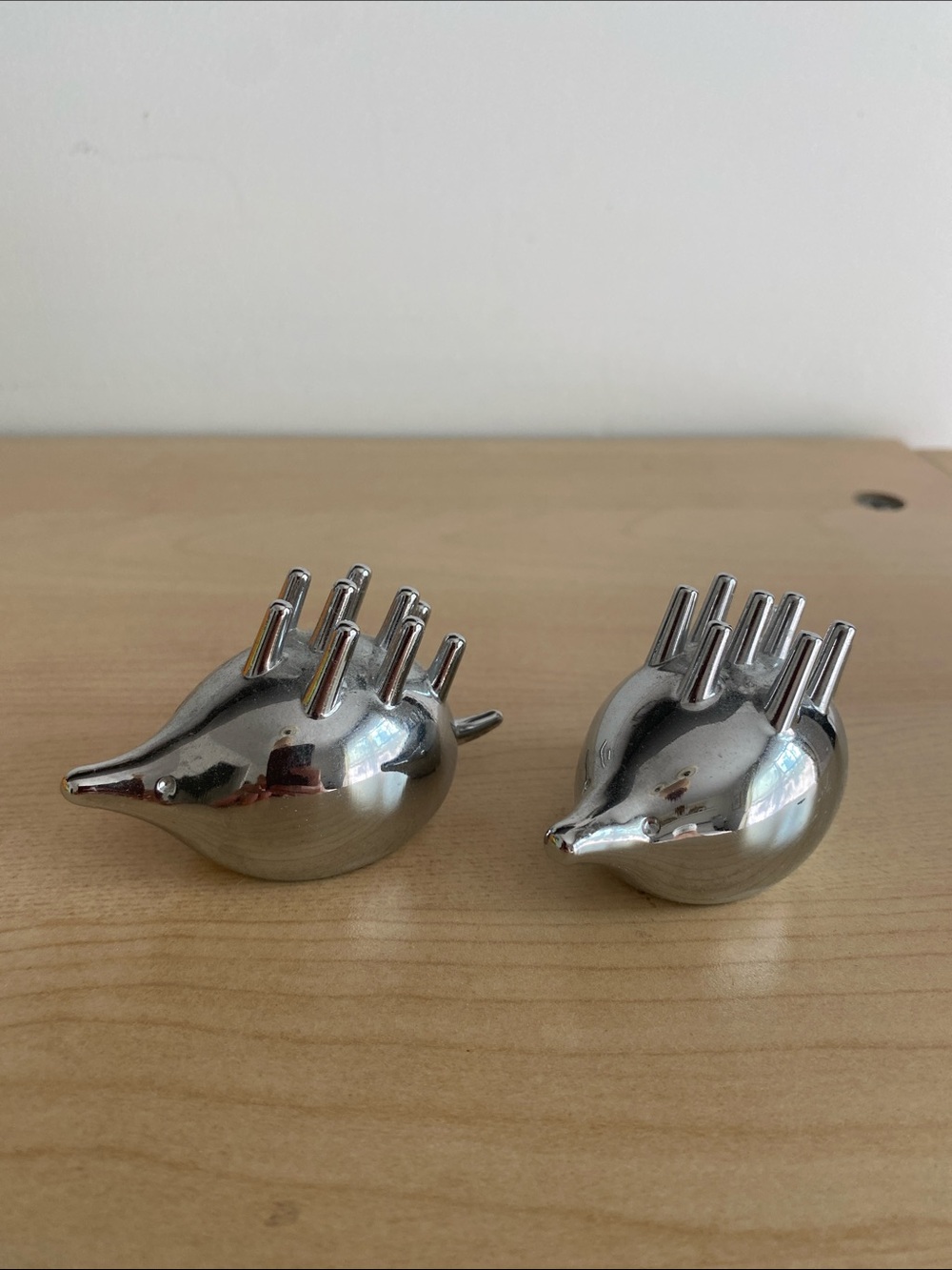 Polished Silver Hedgehog Ring Holder Set